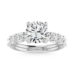 14K White Gold Lab Grown Diamond 4 5/8 Ct.Tw. Round Shape Halfway Engagement Ring (IGI Certified Center 3CT)