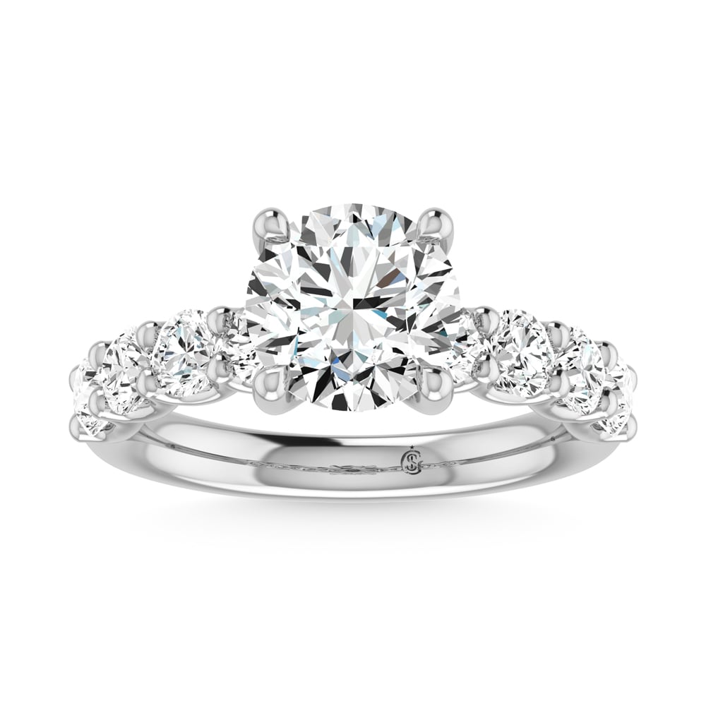 14K White Gold Lab Grown Diamond 4 5/8 Ct.Tw. Round Shape Halfway Engagement Ring (IGI Certified Center 3CT)