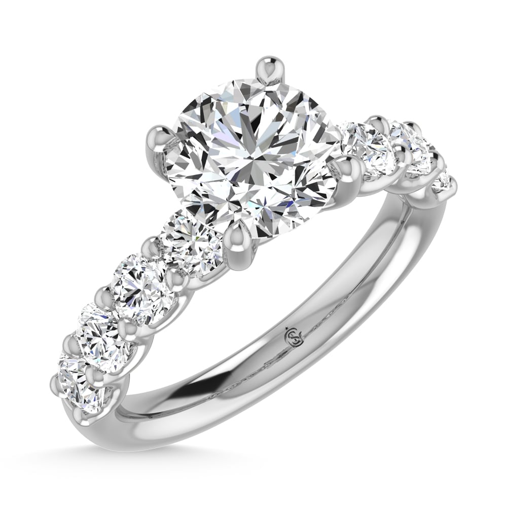 14K White Gold Lab Grown Diamond 4 5/8 Ct.Tw. Round Shape Halfway Engagement Ring (IGI Certified Center 3CT)