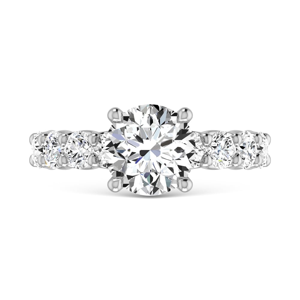 14K White Gold Lab Grown Diamond 4 5/8 Ct.Tw. Round Shape Halfway Engagement Ring (IGI Certified Center 3CT)