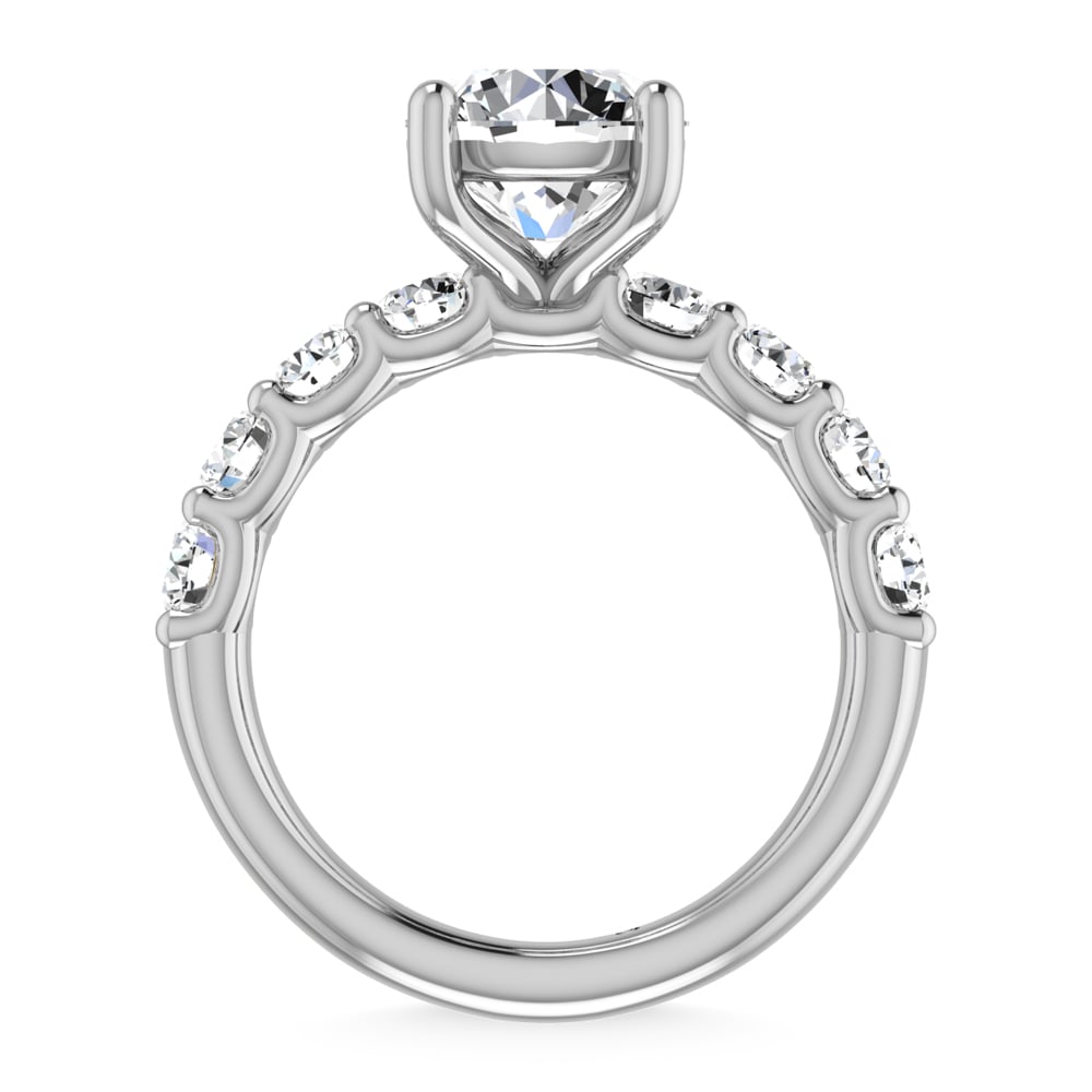 14K White Gold Lab Grown Diamond 4 5/8 Ct.Tw. Round Shape Halfway Engagement Ring (IGI Certified Center 3CT)