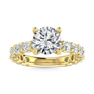 14K Yellow Gold Lab Grown Diamond 2 3/4 Ct.Tw. Round Shape Three Forth Engagement Ring ( IGI Certified Center  2CT Round)