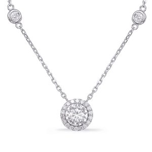 White Gold Halo Diamond By The Yard Neck