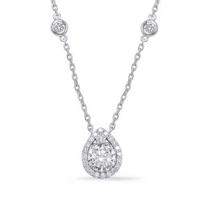 White Gold Halo Diamond By The Yard Neck