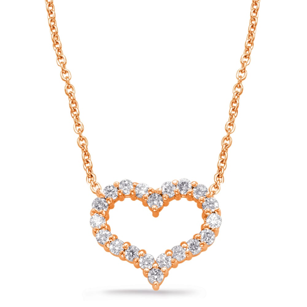 Rose Gold Diamond Heart Necklace
