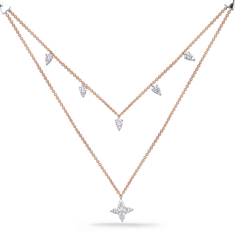 Rose & White Gold Diamond Necklace