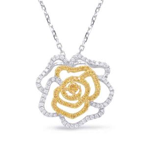 White Gold Yellow Diamond Pendant