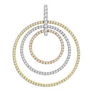 Tri Color Diamond Circle Pendant