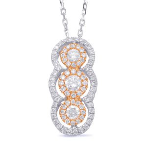 White & Rose Gold Diamond Pendant