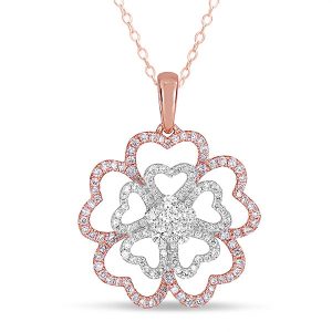White & Rose Gold Diamond Pendant
