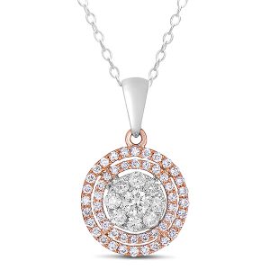White & Rose Gold Diamond Pendant