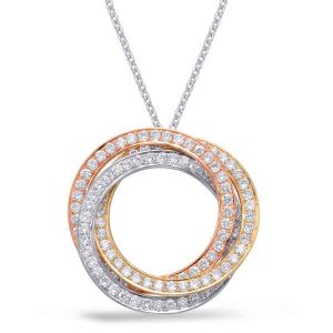 Tri Color Diamond Circle Pendant