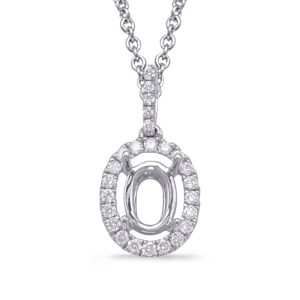 Diamond Pendant For 7X5mm oval Center