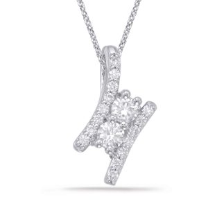 White Gold Two Stone Pendant