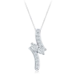 White Gold Two Stone Pendants