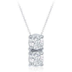 White Gold Two Stone Pendant