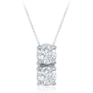 White Gold Two Stone Pendant