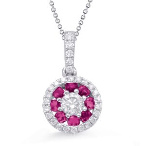 White Gold Ruby & Diamond Pendant