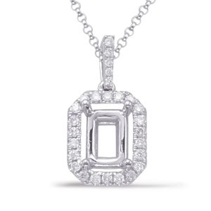 Diamond Pendant For 9X7mm Emerald Cut