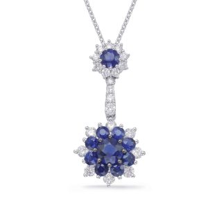 White Gold Sapphire & Diamond Pendant