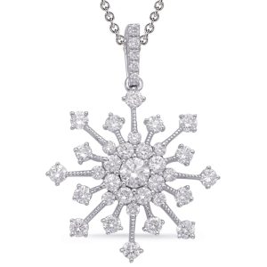 White Gold Snowflake Diamond Pendant
