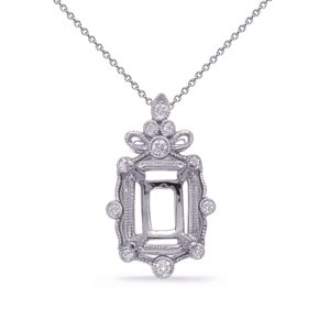 White Gold Diamond Pendant 6×4 EC Cente