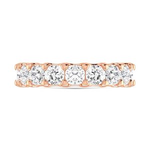 14K Rose Gold  1 1/2 CT Tw.  Cushion Shape Diamond Three Forth Eternity Band