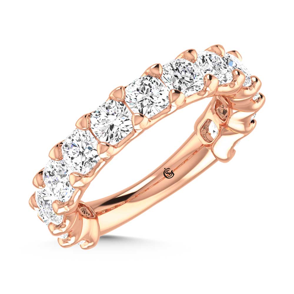 14K Rose Gold 1 1/2 CT Tw. Cushion Shape Diamond Three Forth Eternity Band