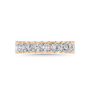 14K Rose Gold  2 CT Tw.  Emerald Shape Diamond Three Forth Eternity Band