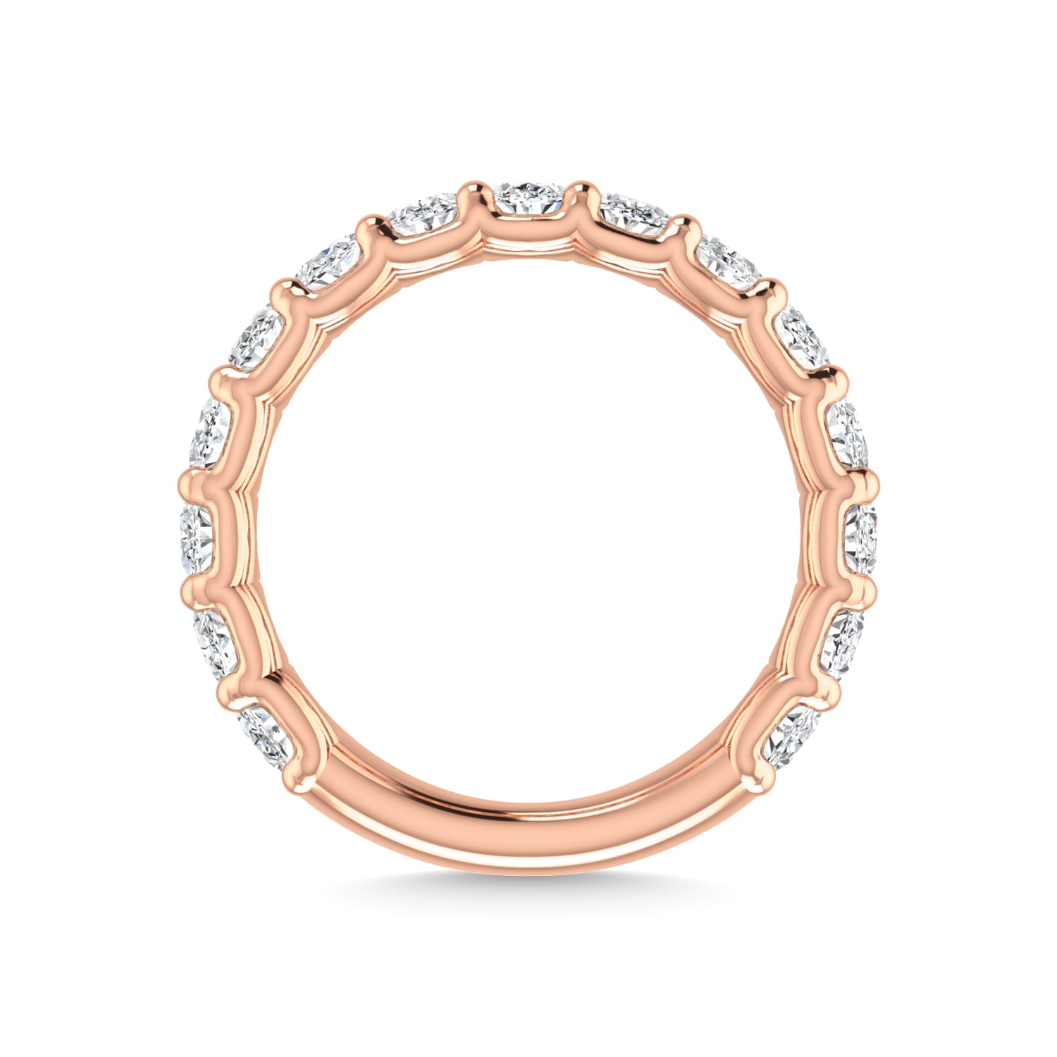 14K Rose Gold 1 7/8 CT Tw. Oval Shape Diamond Three Forth Eternity Band