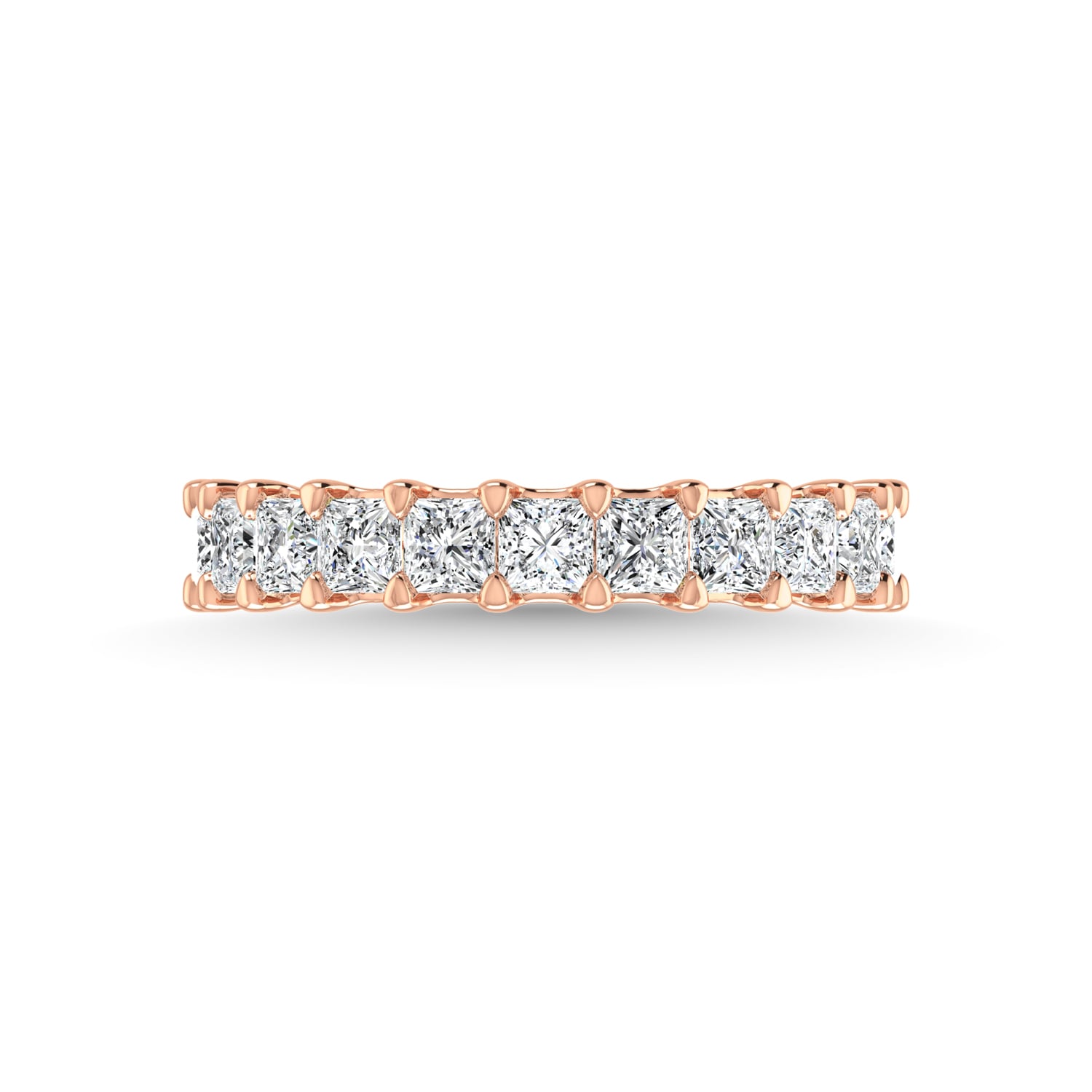 14K Rose Gold 1 7/8 CT Tw. Princess Shape Diamond Three Forth Eternity Band