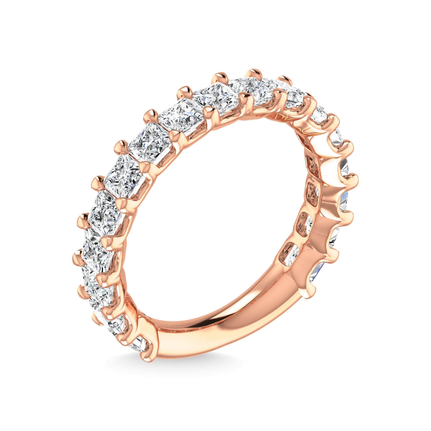 14K Rose Gold 1 7/8 CT Tw. Princess Shape Diamond Three Forth Eternity Band