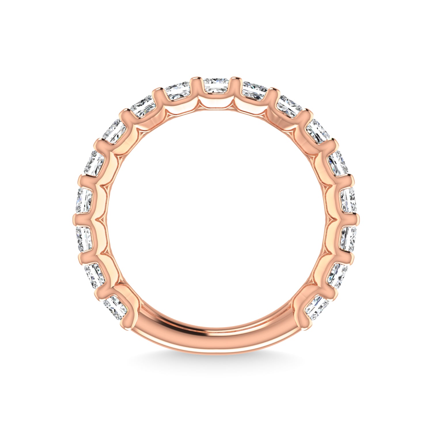 14K Rose Gold 1 7/8 CT Tw. Princess Shape Diamond Three Forth Eternity Band