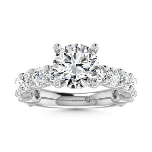 14K White Gold Diamond 4 1/10 Ct.Tw. Round Shape Three Forth Engagement Ring (IGI Certified Center 2CT)