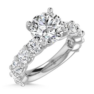 14K White Gold Lab Grown Diamond 9 1/3 Ct.Tw. Round Shape Three Forth Engagement Ring (IGI Certified Center  4CT)