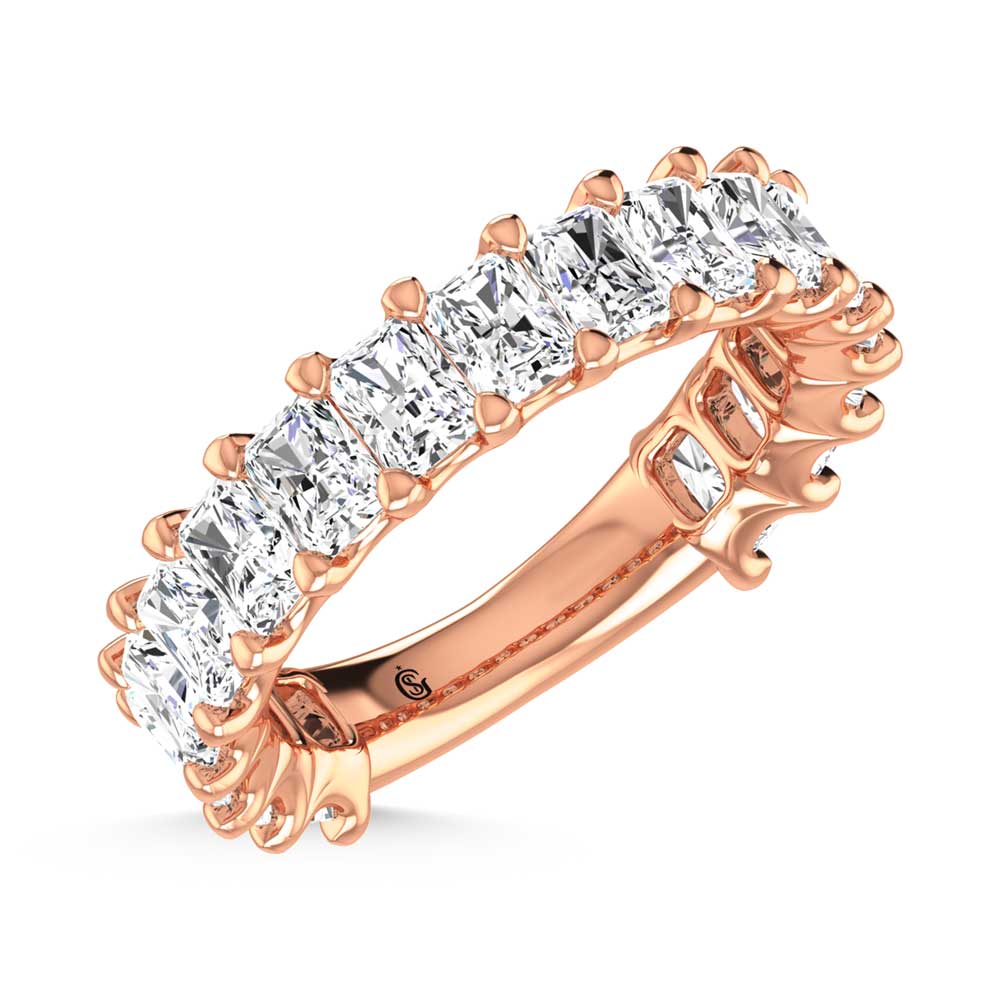14K Rose Gold 1 7/8 CT Tw. Radiant Shape Diamond Three Forth Eternity Band
