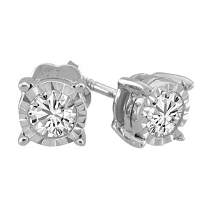Diamond 1/20 Ct.Tw. Solitaire Stud Earrings in 10K White Gold
