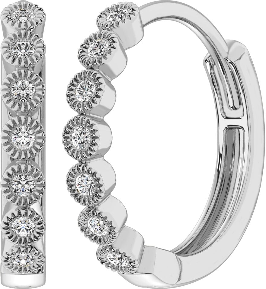 14K White Gold 1/10 Ct.Tw. Diamond Stackable Hoop Earrings