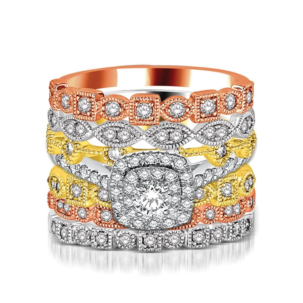 14K Rose Gold 1/6 Ct.Tw. Diamond Stackable Band