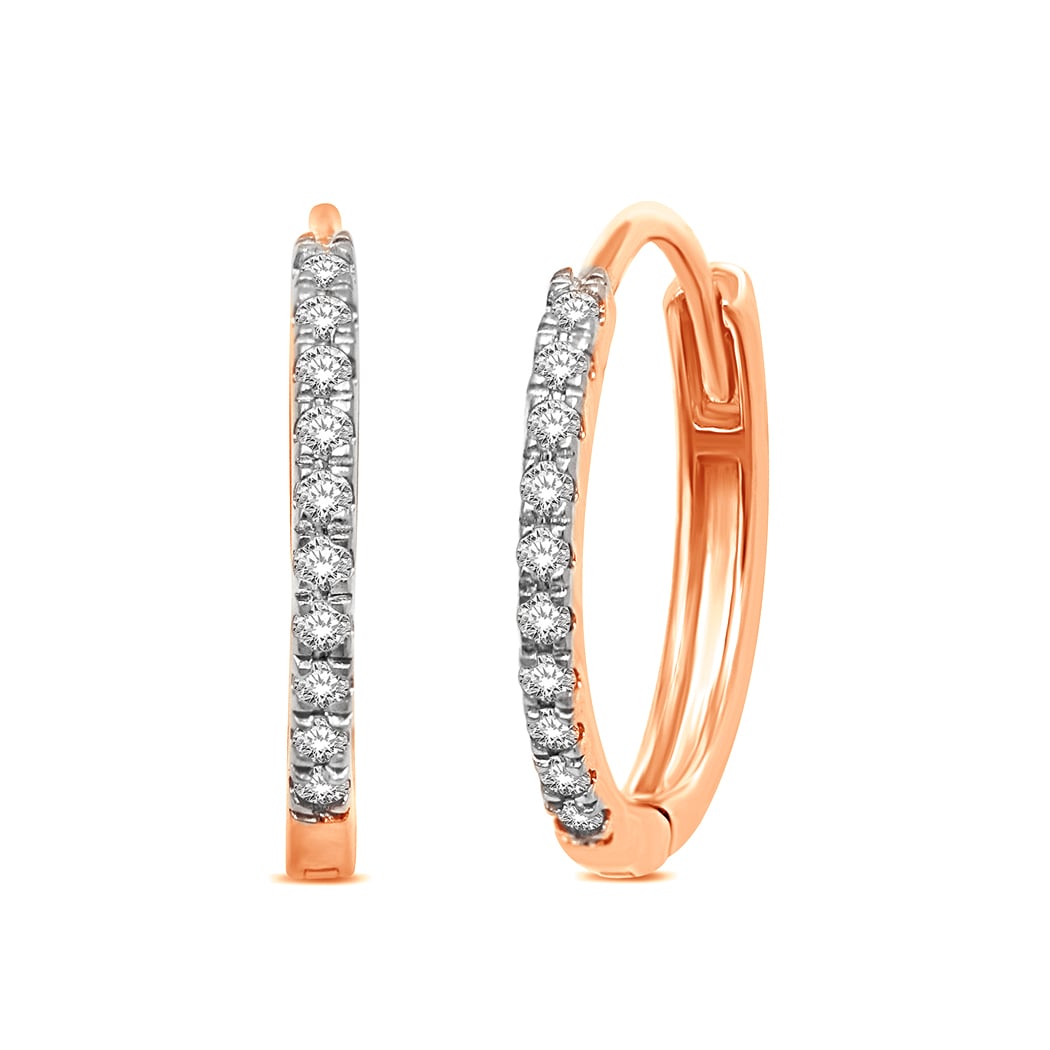 14K Rose Gold 1/8 Ct.Tw.Diamond Stackable Earrings
