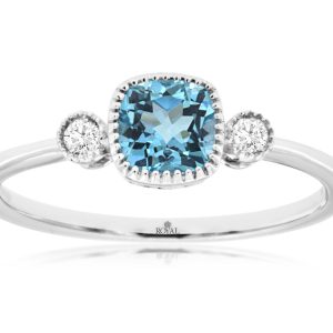 BLUE TOPAZ & DIAMOND RING