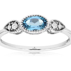 BLUE TOPAZ & DIAMOND RING