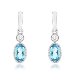 BLUE TOPAZ & DIAMOND EARRING