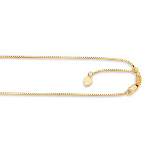 14K Gold 1.1mm Adjustable Box Chain
