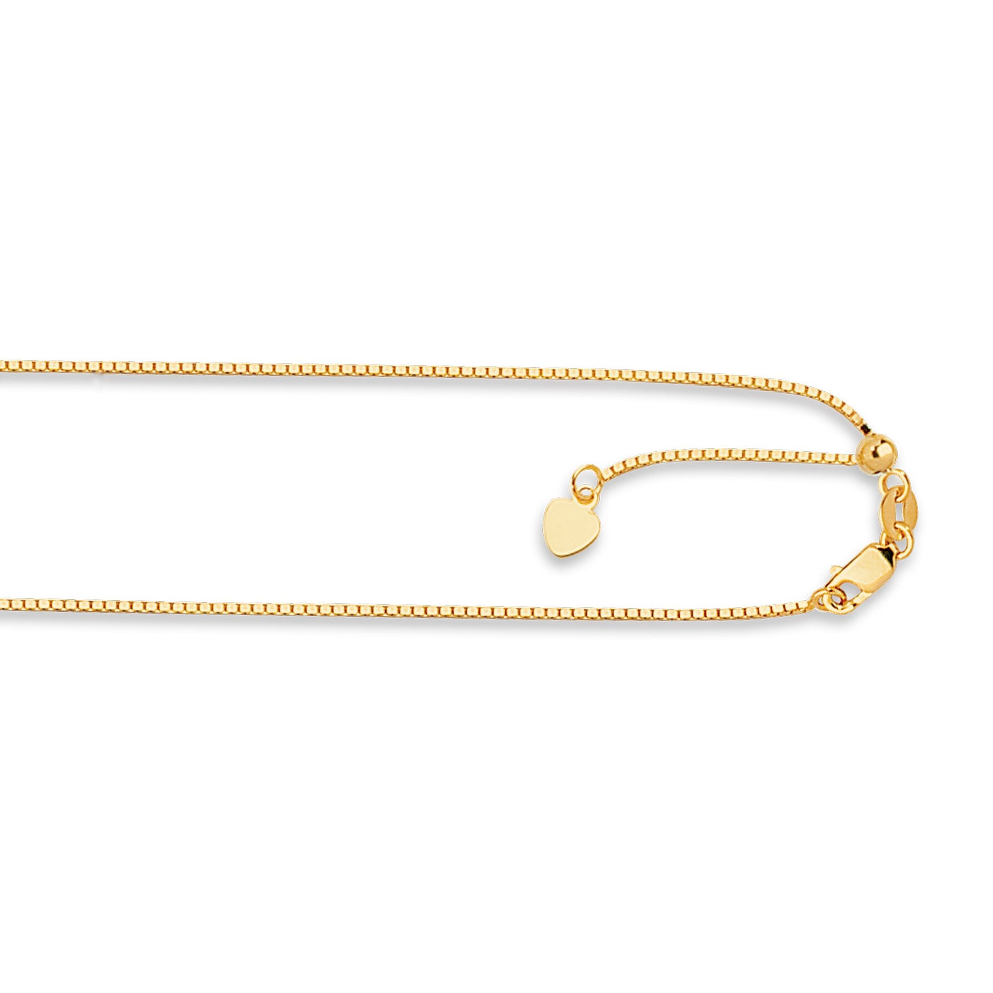 14K Gold 1.1mm Adjustable Box Chain