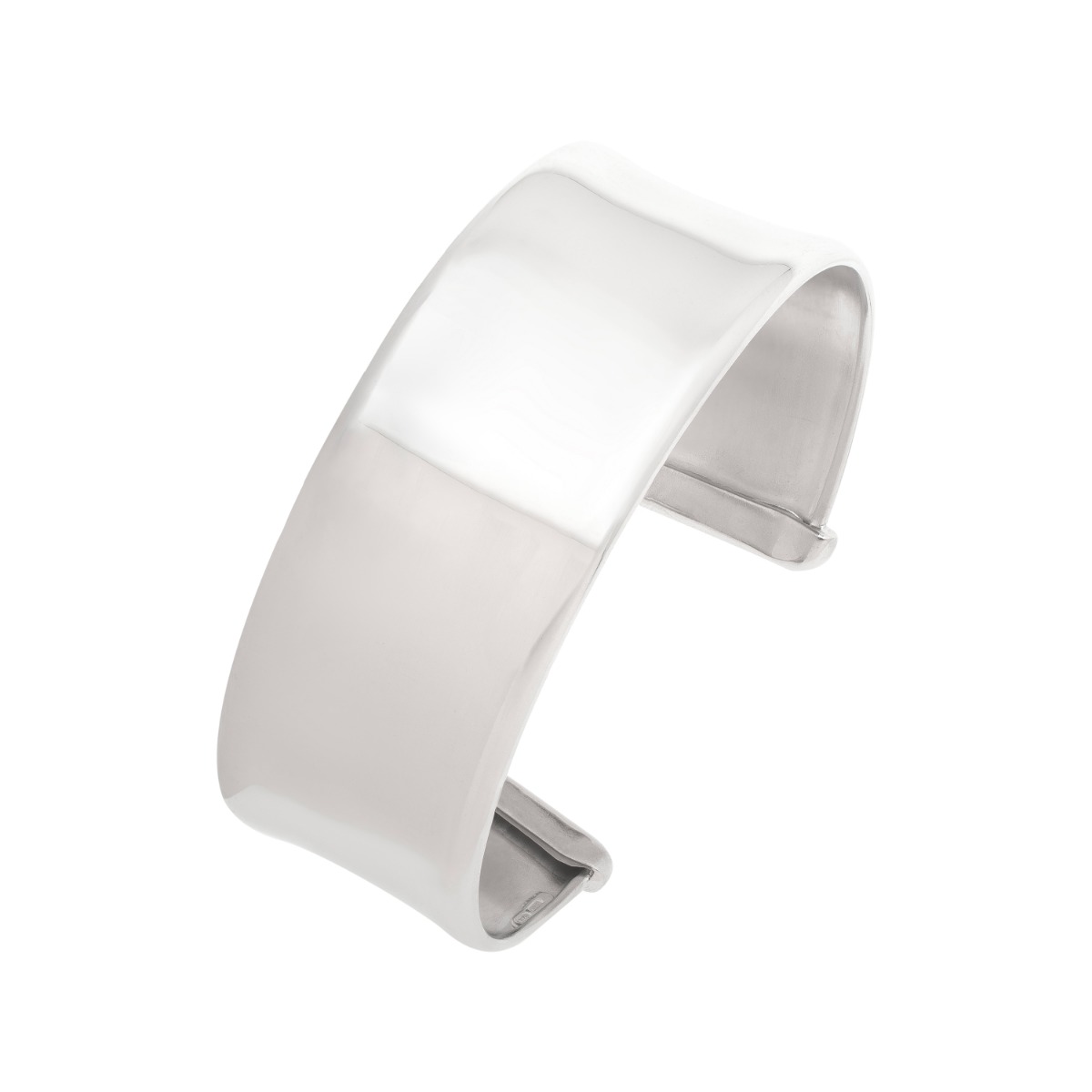 Silver Wide Sculpted Cuff Bangle