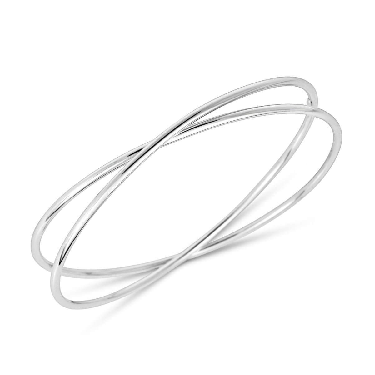 Silver Slip on Crossover Bangle