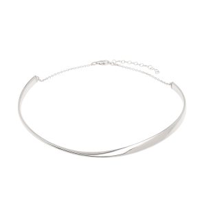 Silver Sculpted Collar Necklace