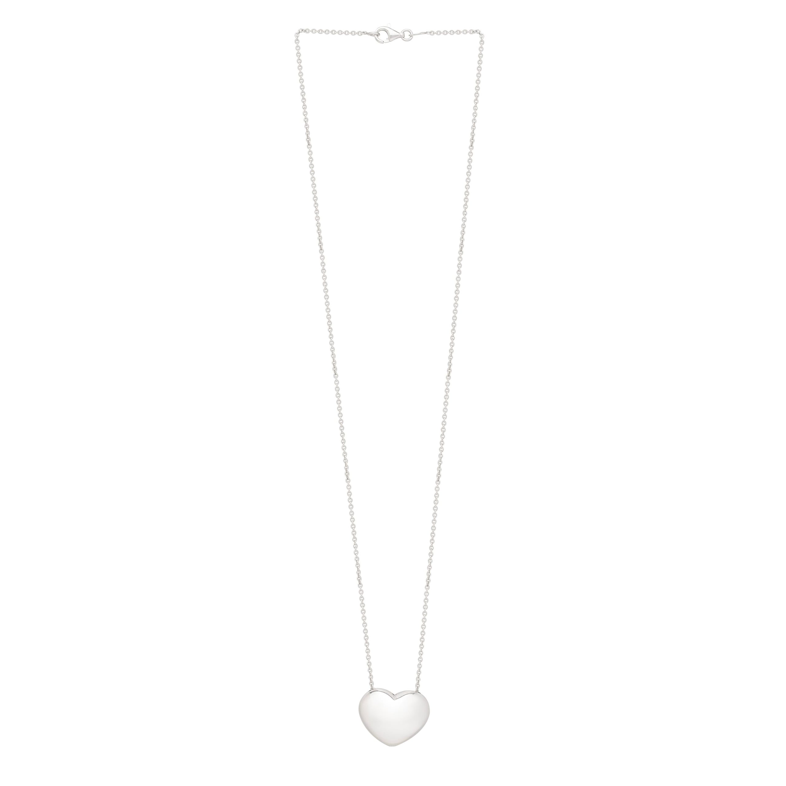 Silver Puffy Heart Necklace