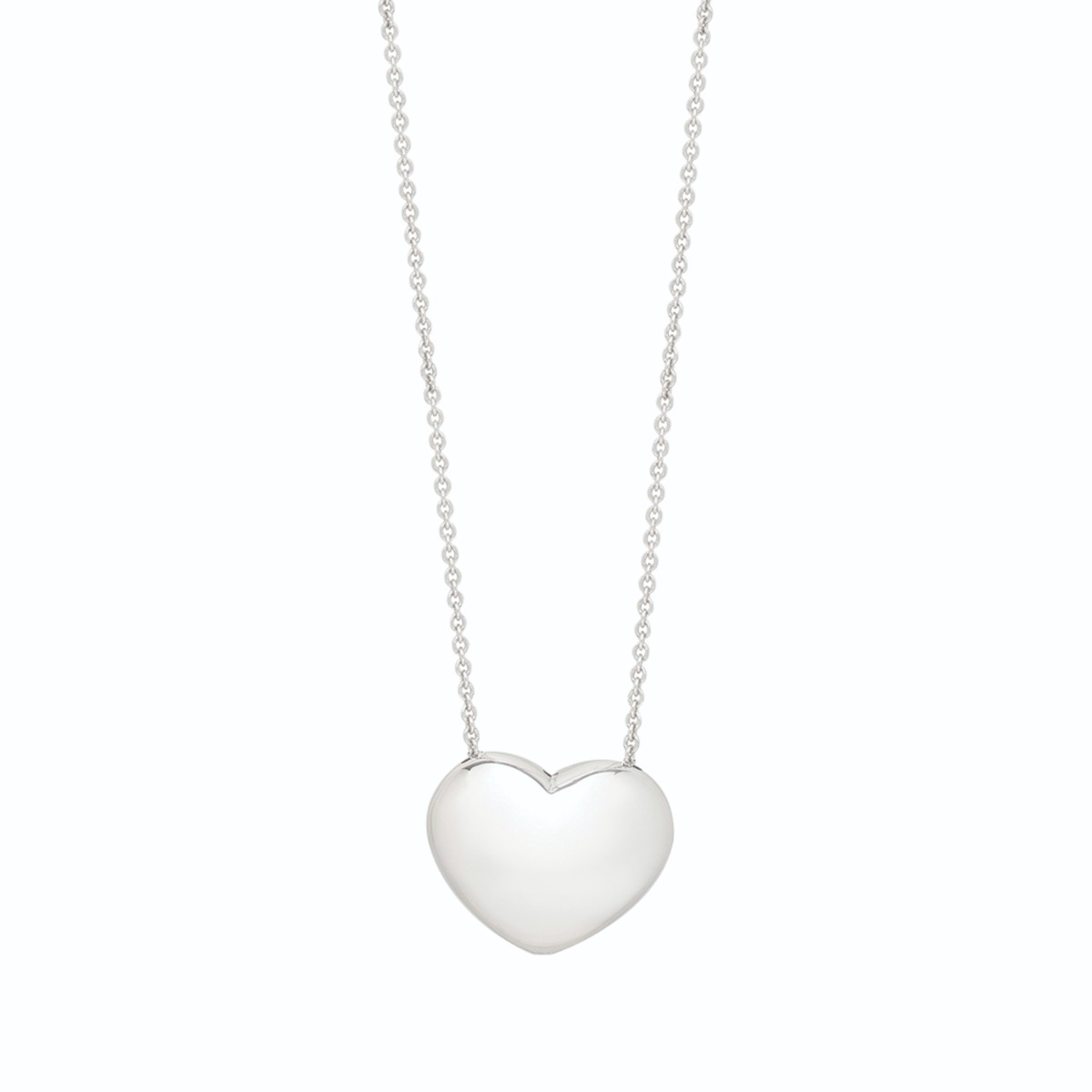 Silver Puffy Heart Necklace